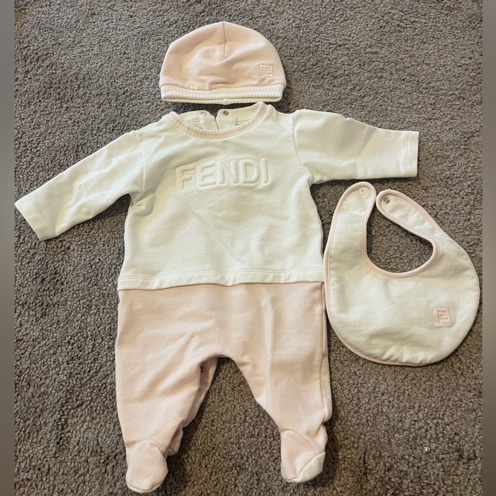 Fendi Cream and Pink Kids Matching Set